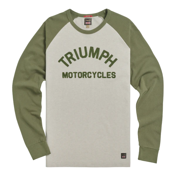 REPAIRED Triumph - Barwell Printed Long Sleeve Tee - Olive/Oatmeal - Cotton