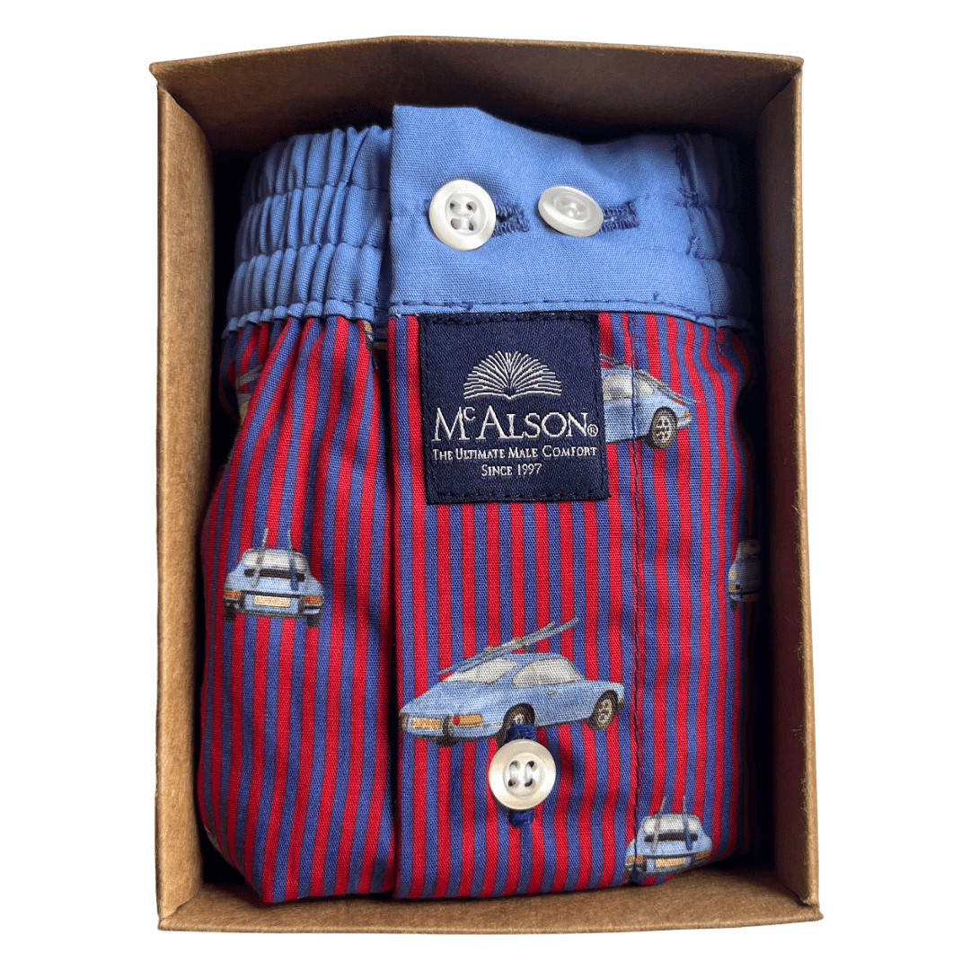 McAlson - Boxer Shorts - Cars and Red Stripes - Regent Tailoring Salisbury