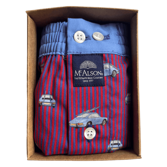 McAlson - Boxer Shorts - Cars and Red Stripes - Regent Tailoring Salisbury
