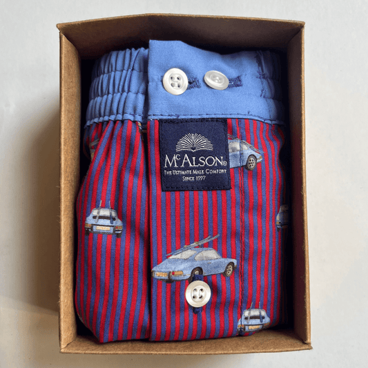 McAlson - Boxer Shorts - Cars and Red Stripes - Regent Tailoring Salisbury