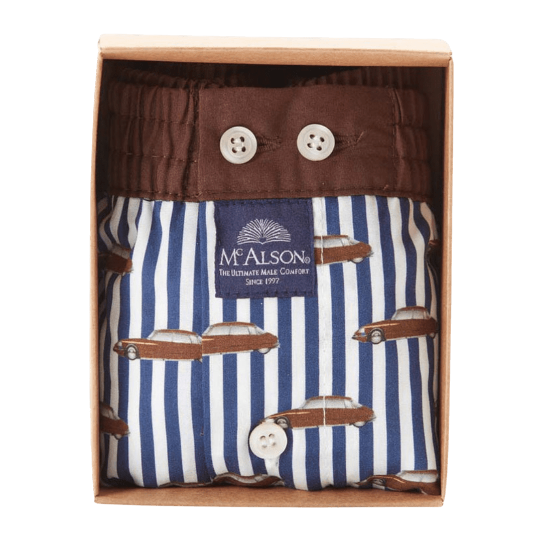 McAlson - Boxer Shorts - Cars and Stripes - Regent Tailoring Salisbury