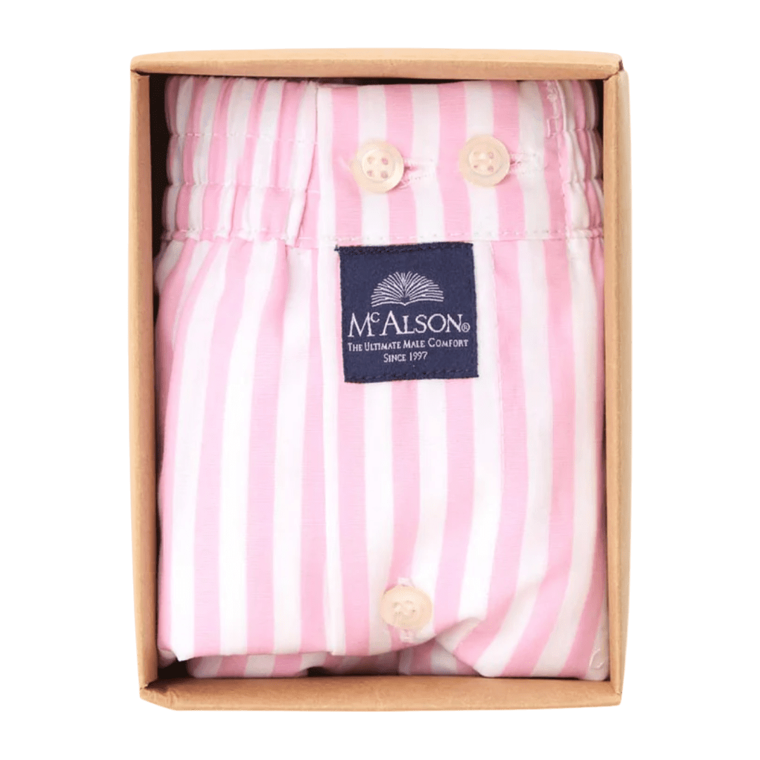 McAlson - Boxer Shorts - Classic striped pink - Regent Tailoring Salisbury