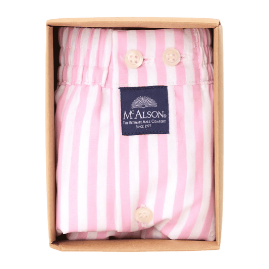 McAlson - Boxer Shorts - Classic striped pink - Regent Tailoring Salisbury