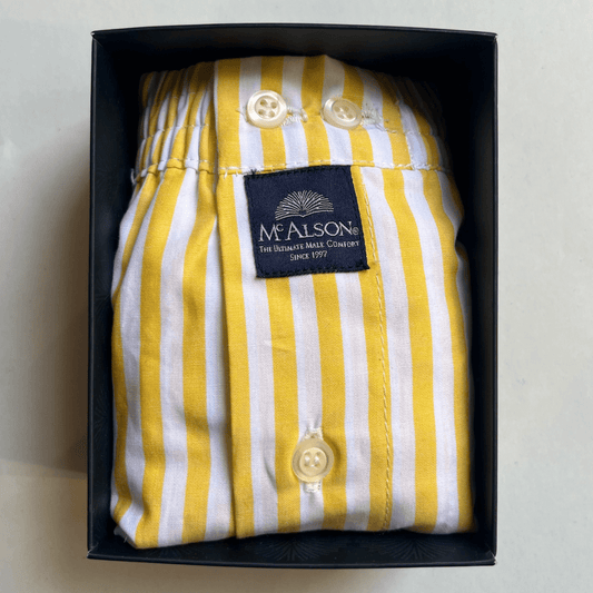 McAlson - Boxer Shorts - Classic Striped Yellow - Regent Tailoring Salisbury