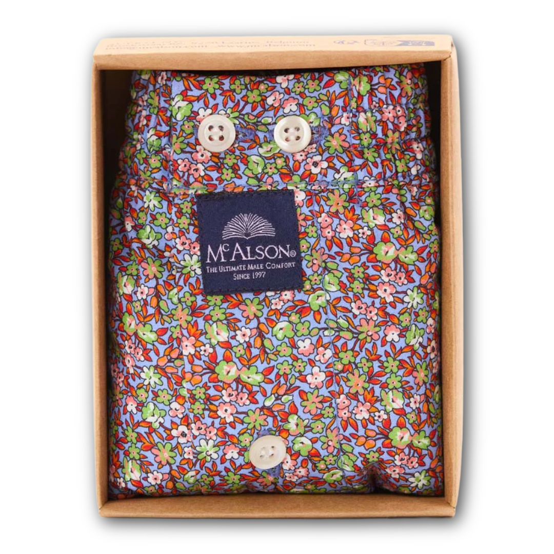 McAlson - Boxer Shorts - Meadow Flowers blue & green - Regent TailoringMcAlson