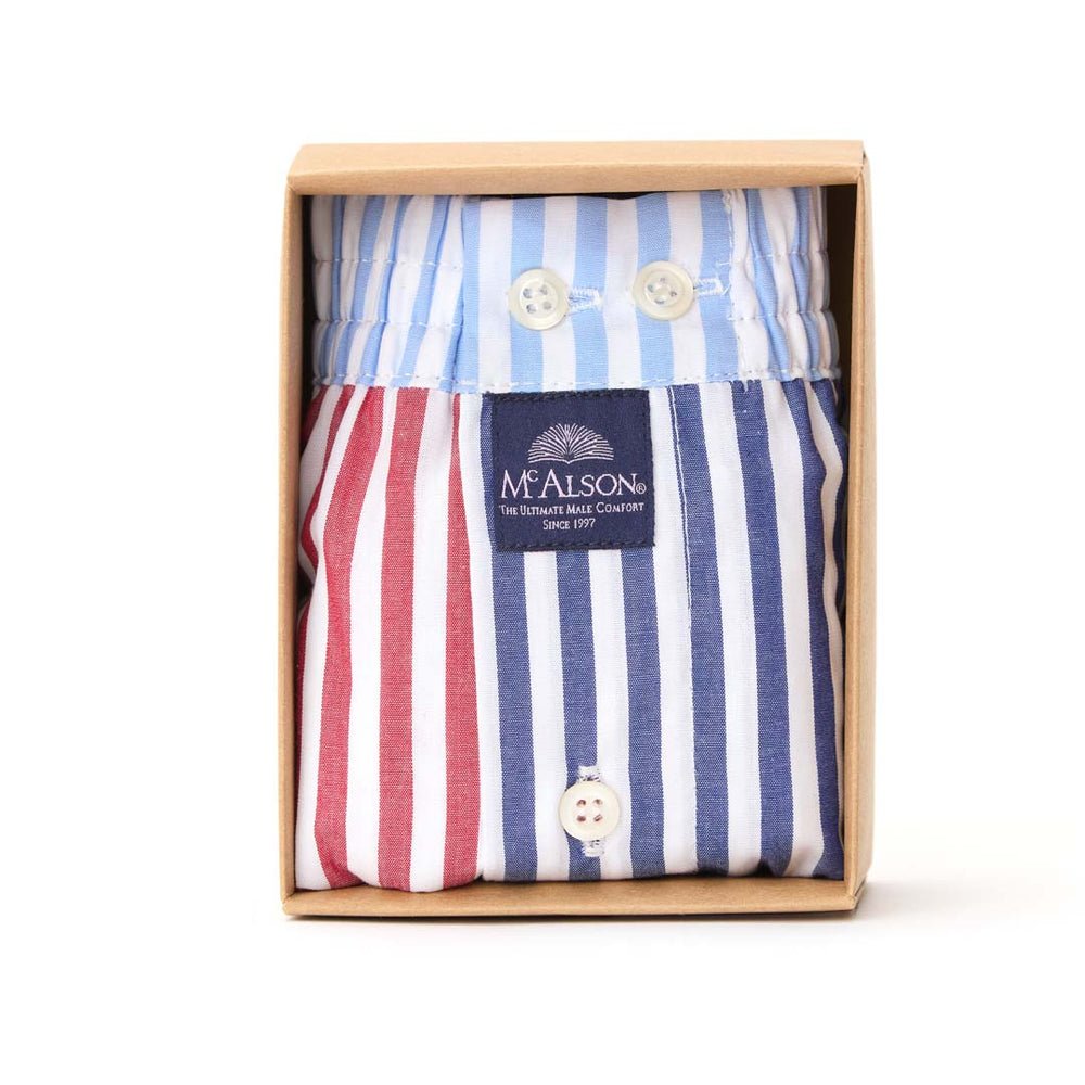 McAlson - Boxer Shorts - Red, Navy and Blue Stripes - Regent TailoringMcAlson