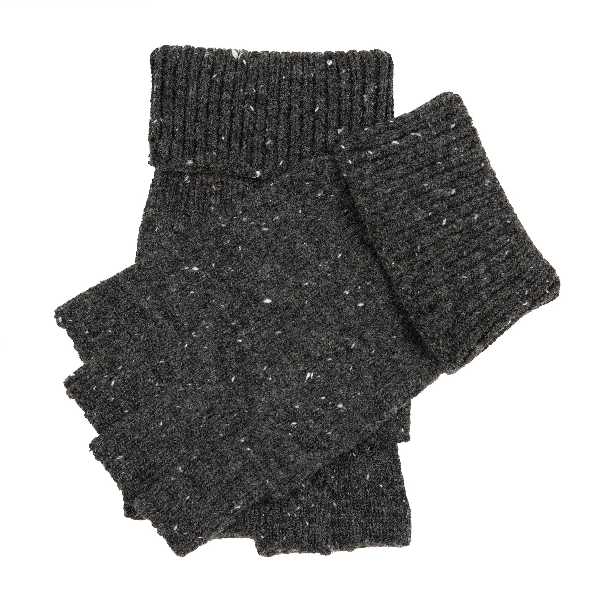 Grey fingerless gloves speckled
