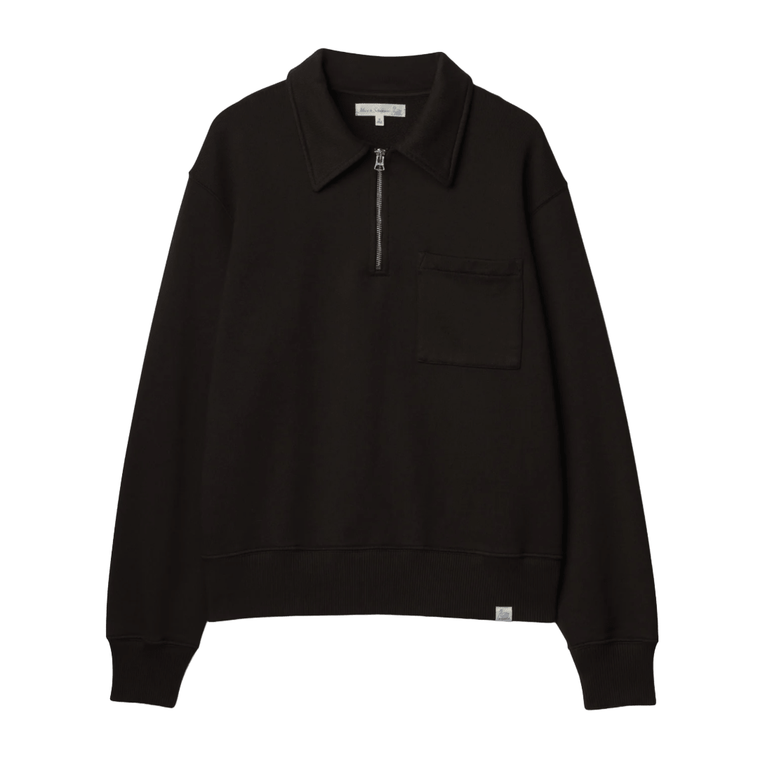 MERZ B. SCHWANEN - Authentic Fleece Half-Zip Sweatshirt - 199 Espresso - Regent Tailoring Salisbury