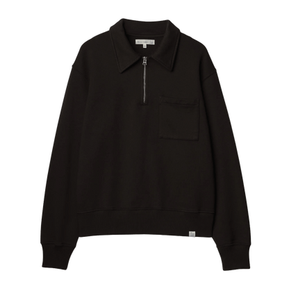 MERZ B. SCHWANEN - Authentic Fleece Half-Zip Sweatshirt - 199 Espresso - Regent Tailoring Salisbury