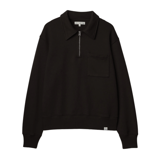 MERZ B. SCHWANEN - Authentic Fleece Half-Zip Sweatshirt - 199 Espresso - Regent Tailoring Salisbury