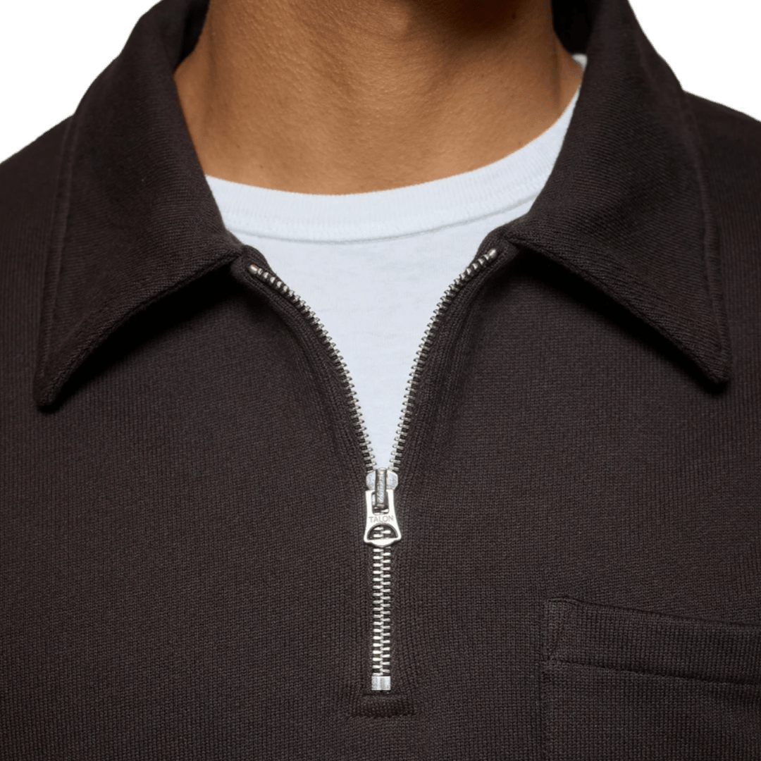 MERZ B. SCHWANEN - Authentic Fleece Half-Zip Sweatshirt - 199 Espresso - Regent Tailoring Salisbury