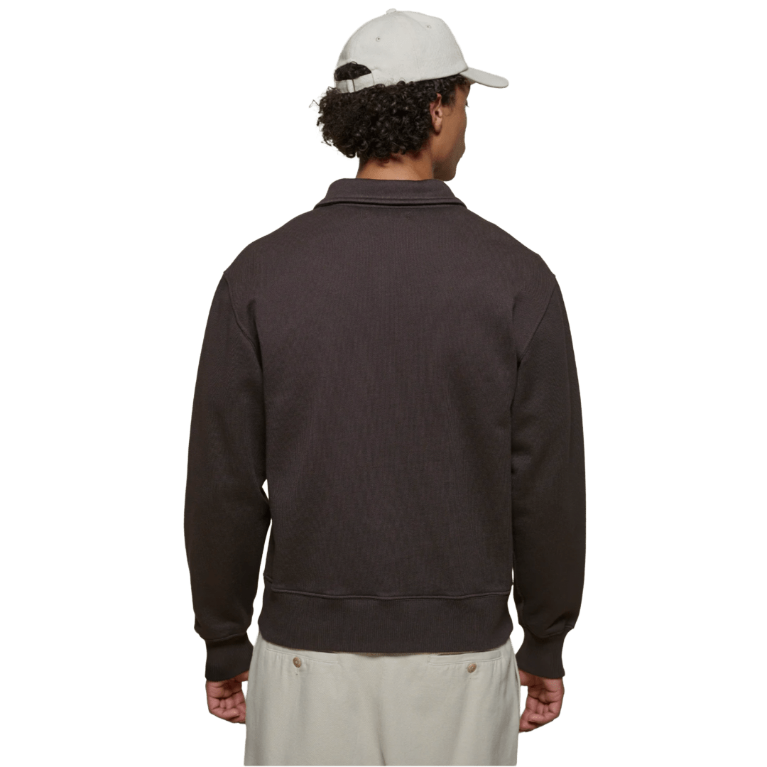 MERZ B. SCHWANEN - Authentic Fleece Half-Zip Sweatshirt - 199 Espresso - Regent Tailoring Salisbury