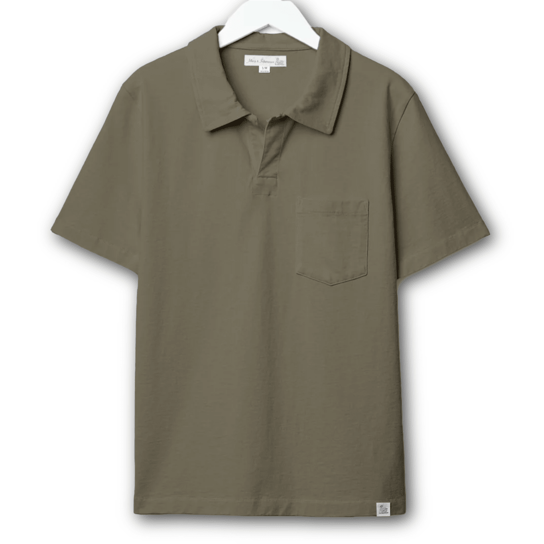 MERZ B. SCHWANEN - Classic Cotton Jersey Short Sleeve Polo Shirt - Light Army - Regent Tailoring Salisbury