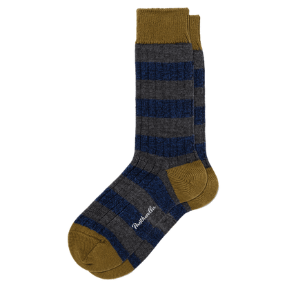 Pantherella - Barton - Merino Wool Socks - Mid Grey Stripe - Regent Tailoring Salisbury