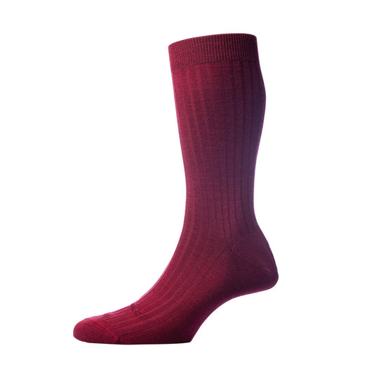 Laburnum sock merino wool stripe knit in burgundy wine colour