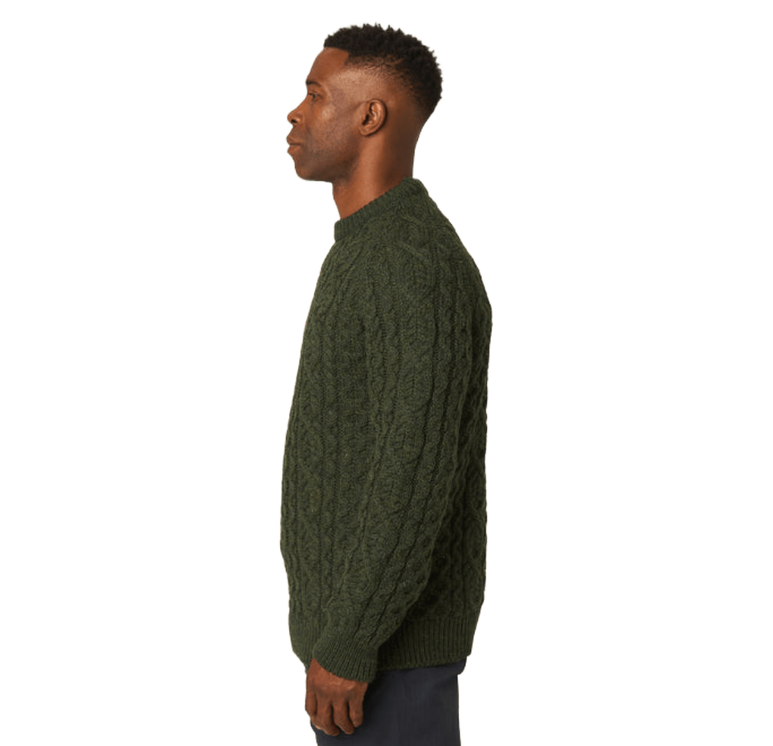 Peregrine - Hudson Aran Jumper - Olive - Regent Tailoring Salisbury