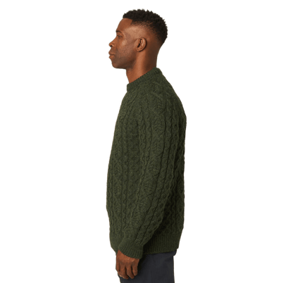 Peregrine - Hudson Aran Jumper - Olive - Regent Tailoring Salisbury