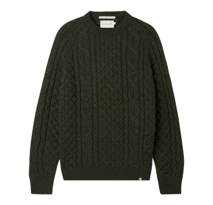 Peregrine - Hudson Aran Jumper - Olive - Regent Tailoring Salisbury