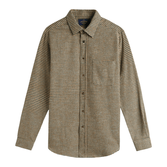 Portuguese Flannel - Abstract Pied Poule Shirt - Green - Regent Tailoring Salisbury