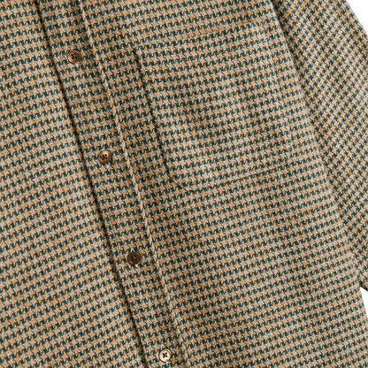 Portuguese Flannel - Abstract Pied Poule Shirt - Green - Regent Tailoring Salisbury