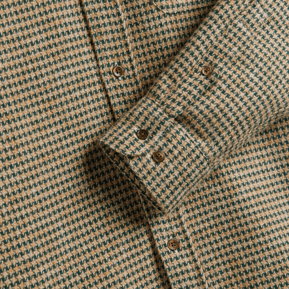Portuguese Flannel - Abstract Pied Poule Shirt - Green - Regent Tailoring Salisbury
