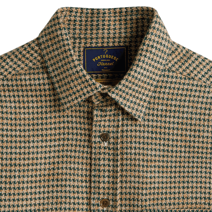 Portuguese Flannel - Abstract Pied Poule Shirt - Green - Regent Tailoring Salisbury