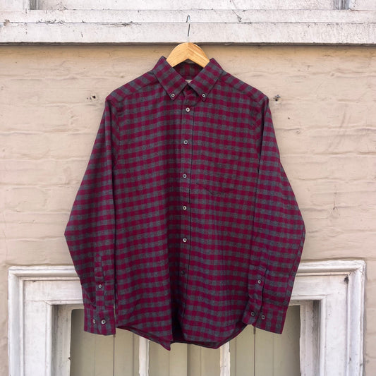 Portuguese Flannel Aquila red and grey check shirt front view