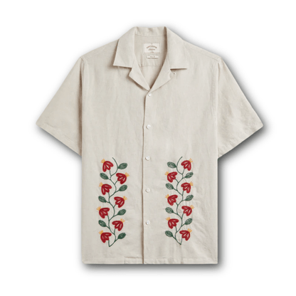 Portuguese Flannel - Branch Embroidery - Ecru - Regent TailoringPortuguese Flannel