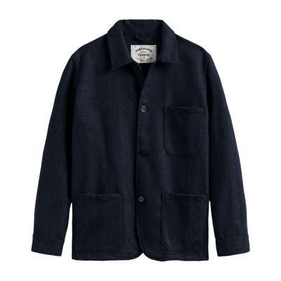 Portuguese Flannel - Labura Herringbone Wool Jacket - Navy