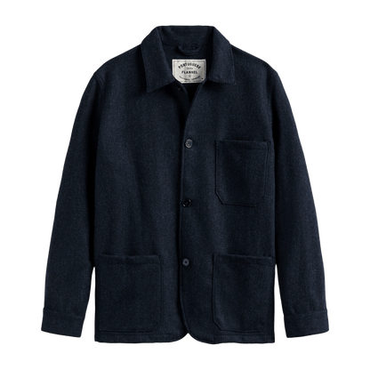 Portuguese Flannel - Labura Herringbone Wool Jacket - Navy - Regent Tailoring Salisbury