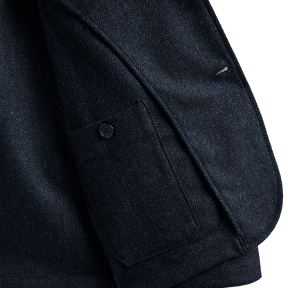 Portuguese Flannel - Labura Herringbone Wool Jacket - Navy - Regent Tailoring Salisbury