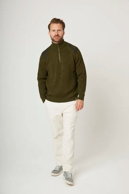 PEREGRINE - Foxton Quarter Zip Jumper - Olive