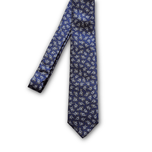 Regent - 100% Silk Tie - Blue with Light Blue/Gold Paisley - Regent Tailoring Salisbury