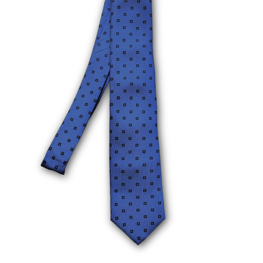 Regent - 100% Silk Tie - Blue with Small Flowers - Regent Tailoring Salisbury