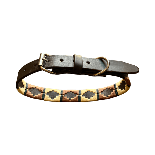 Regent - Argentinian Leather Polo Dog Collar - Burnt Orange, Cream, Green - Regent Tailoring Salisbury