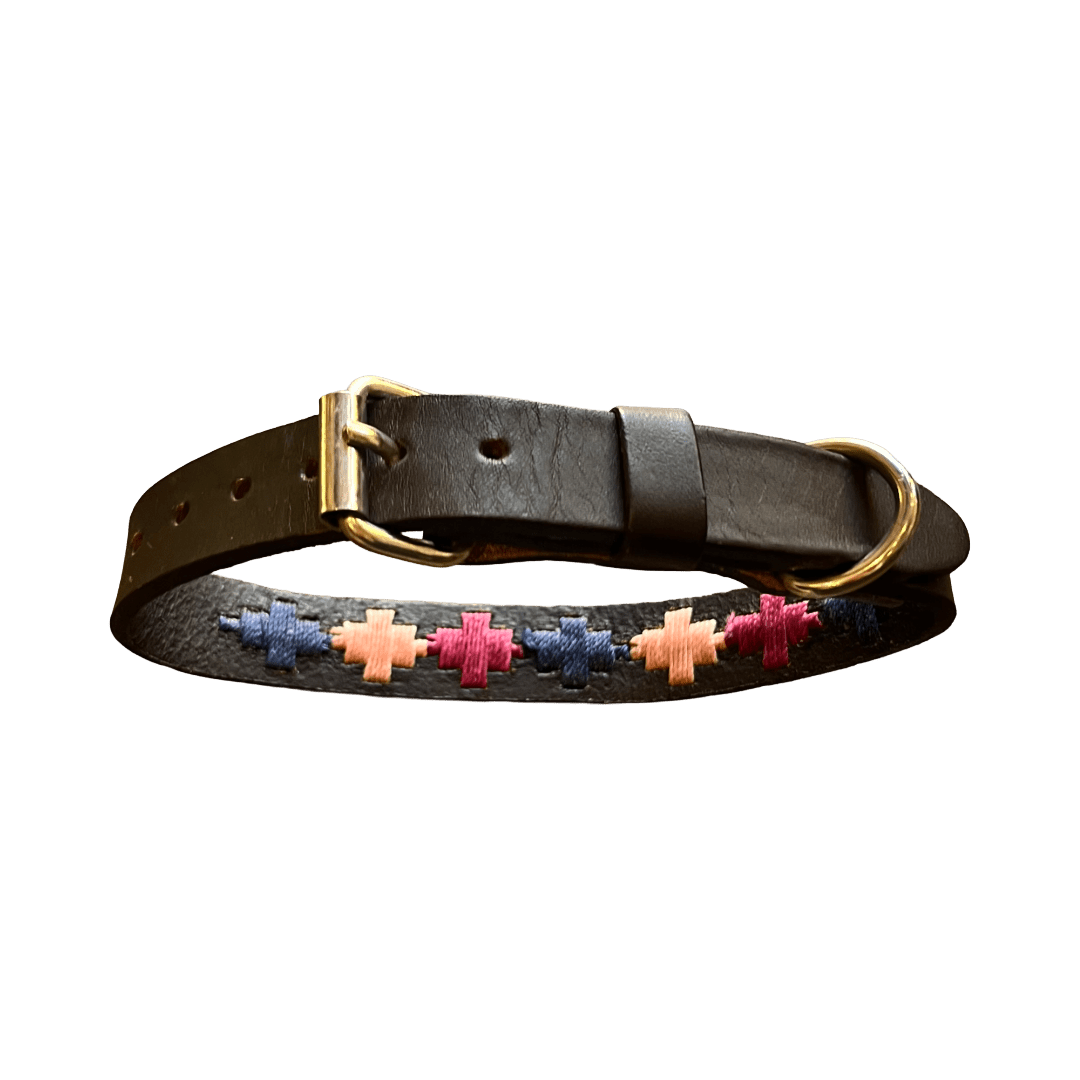 Regent - Argentinian Leather Polo Dog Collar - Pink, Navy - Regent Tailoring Salisbury