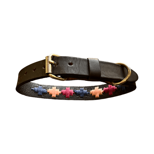 Regent - Argentinian Leather Polo Dog Collar - Pink, Navy - Regent Tailoring Salisbury