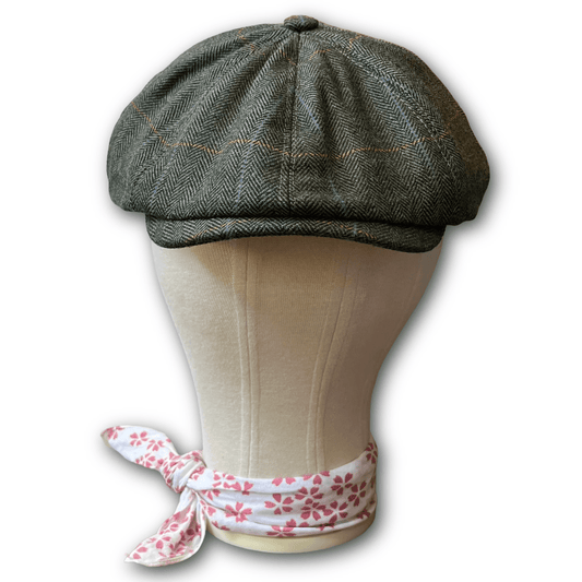 Regent - Baker Boy Cap - Green Herringbone with Overcheck - Regent TailoringRegent