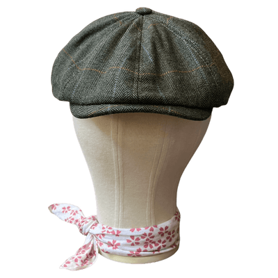 Regent - Baker Boy Cap - Green Herringbone with Overcheck