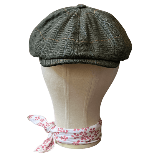 Regent - Baker Boy Cap - Green Herringbone with Overcheck - Regent Tailoring Salisbury