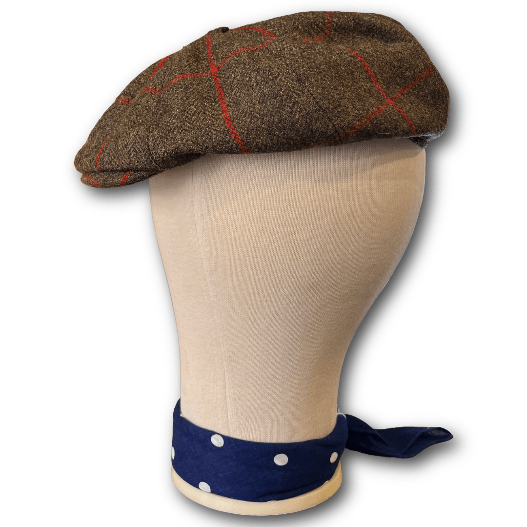 Regent - Baker Boy Cap - Green/Red/Orange Tweed - Regent Tailoring Salisbury