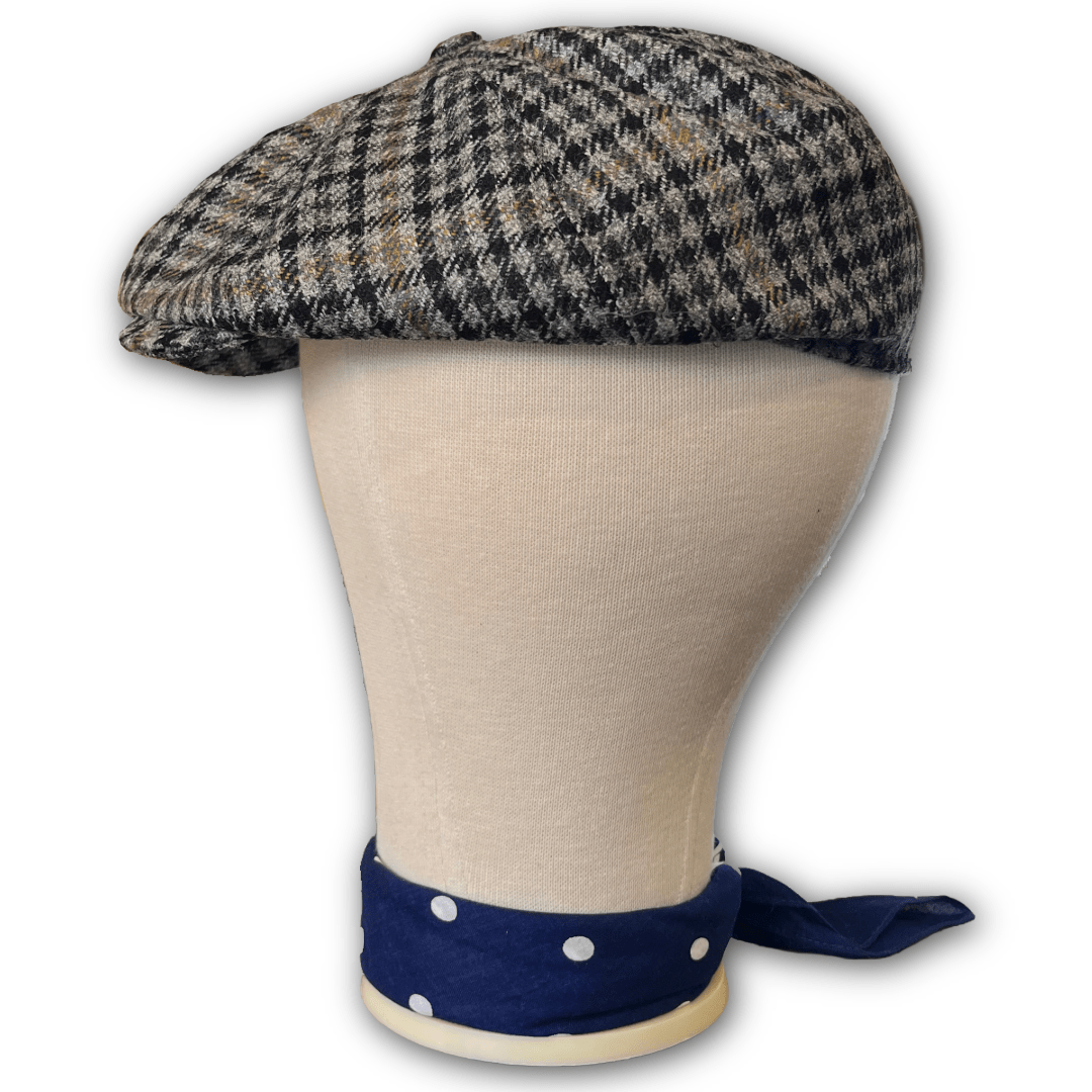 Regent - Baker Boy Cap - Grey/Yellow Overcheck Tweed - Regent Tailoring Salisbury