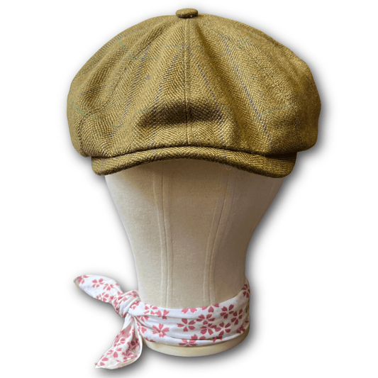 Regent - Baker Boy Cap - Olive Green with Overcheck - Regent TailoringRegent