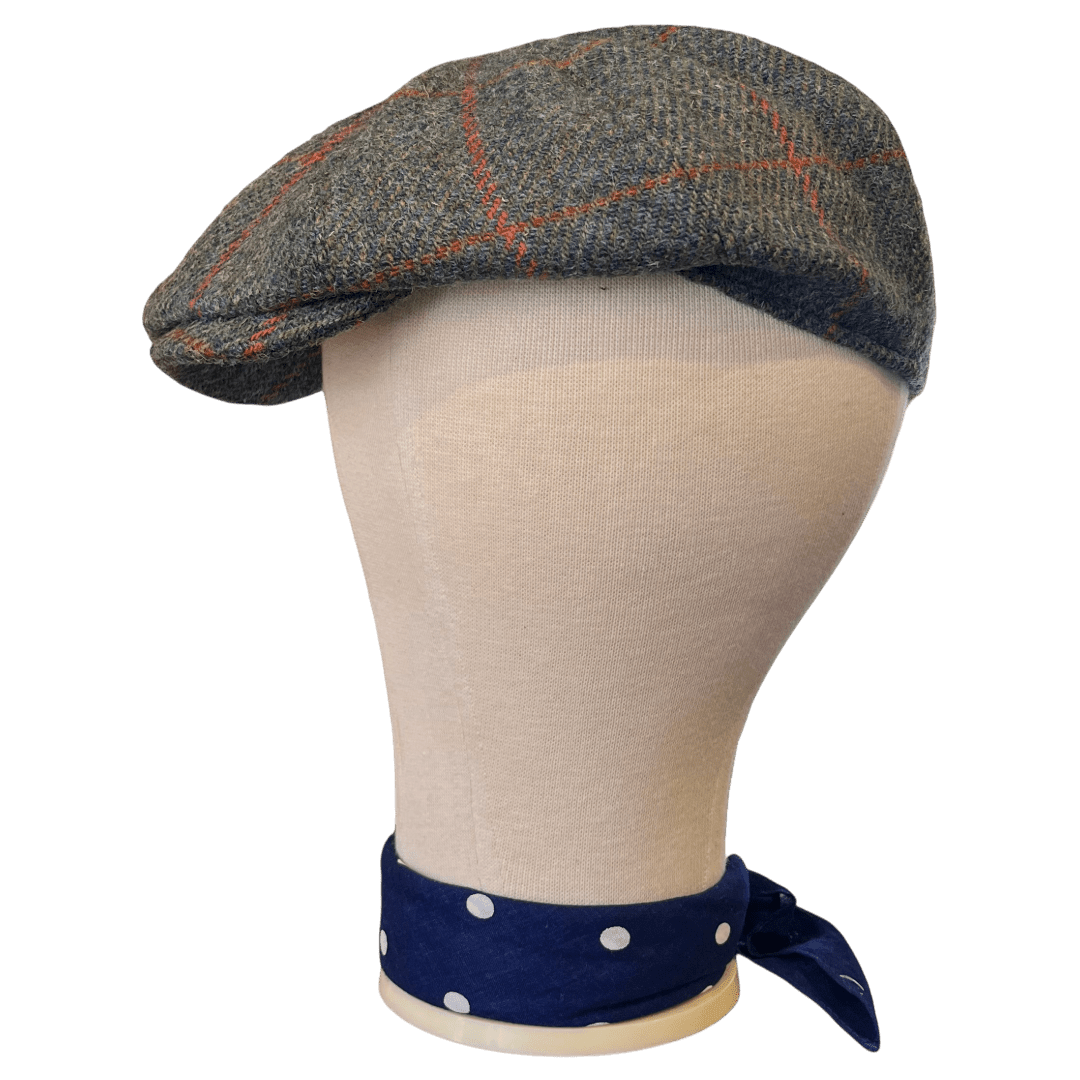 Regent - Baker Boy Cap - Turquoise/Pink Overcheck Tweed - Regent Tailoring Salisbury