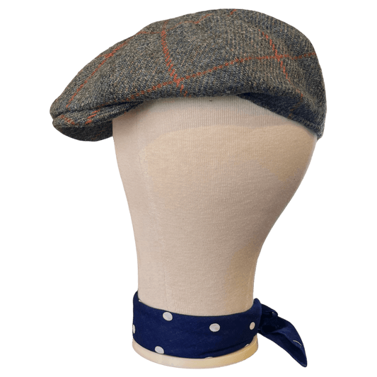 Regent - Baker Boy Cap - Turquoise/Pink Overcheck Tweed - Regent Tailoring Salisbury