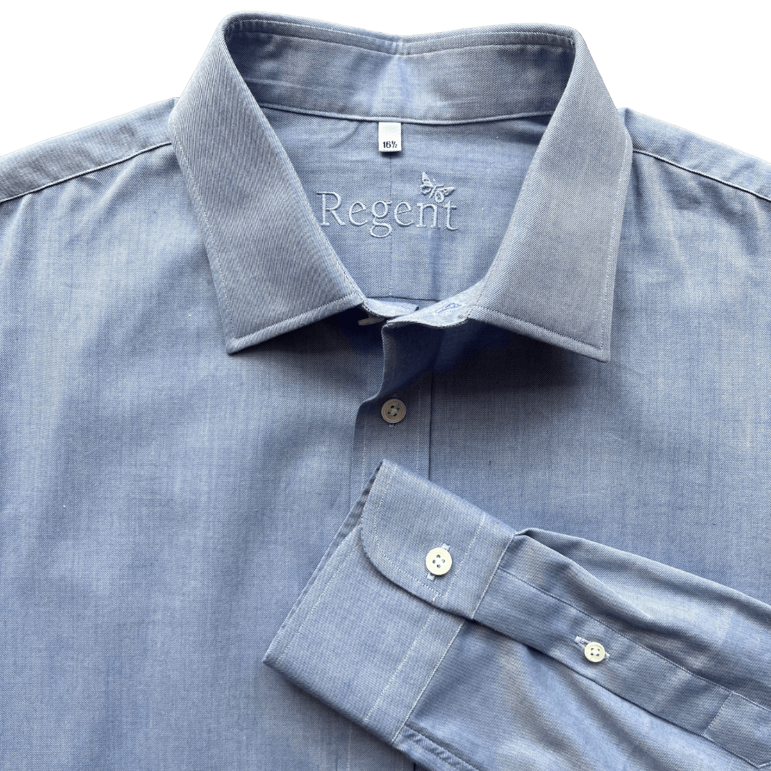 Regent - 'Brooks' - Soft Flannel Shirt - Blue - Regent Tailoring Salisbury