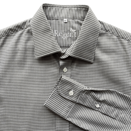 Regent - 'Bruno' - Houndstooth Shirt - Green/Cream - Regent Tailoring Salisbury