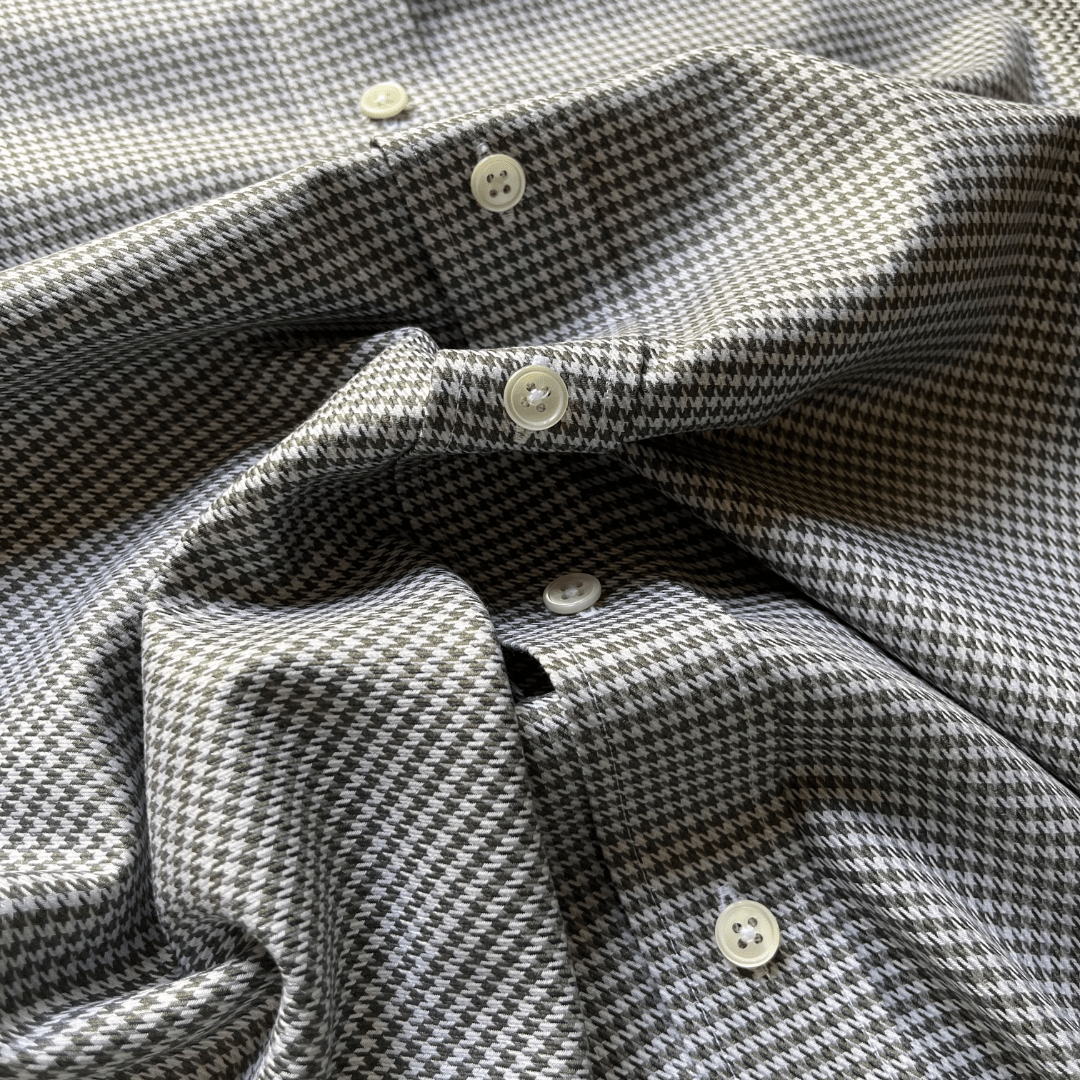 Regent - 'Bruno' - Houndstooth Shirt - Green/Cream - Regent Tailoring Salisbury