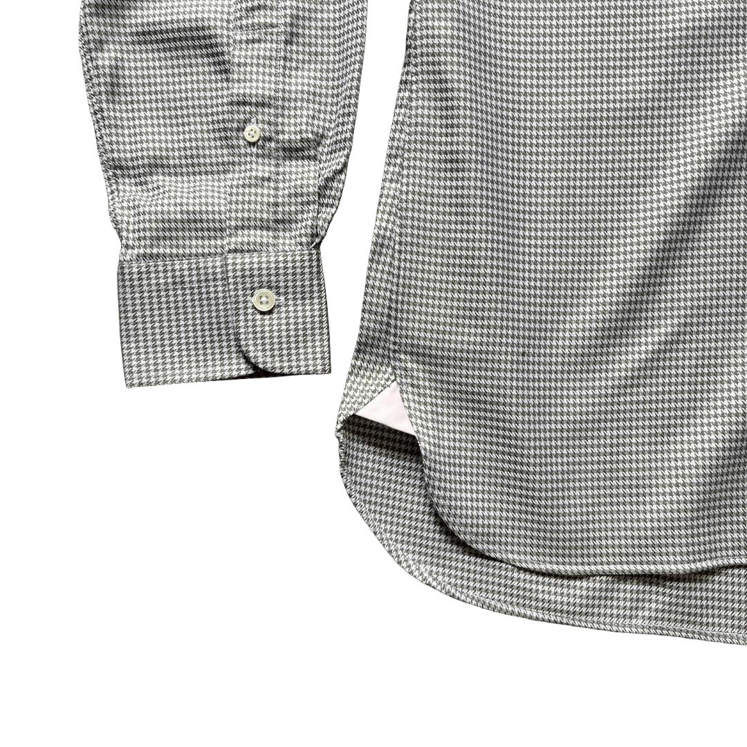 Regent - 'Bruno' - Houndstooth Shirt - Green/Cream - Regent Tailoring Salisbury