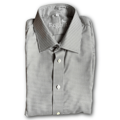 Regent - 'Bruno' Houndstooth Shirt - Green/Cream - Regent Tailoring Salisbury